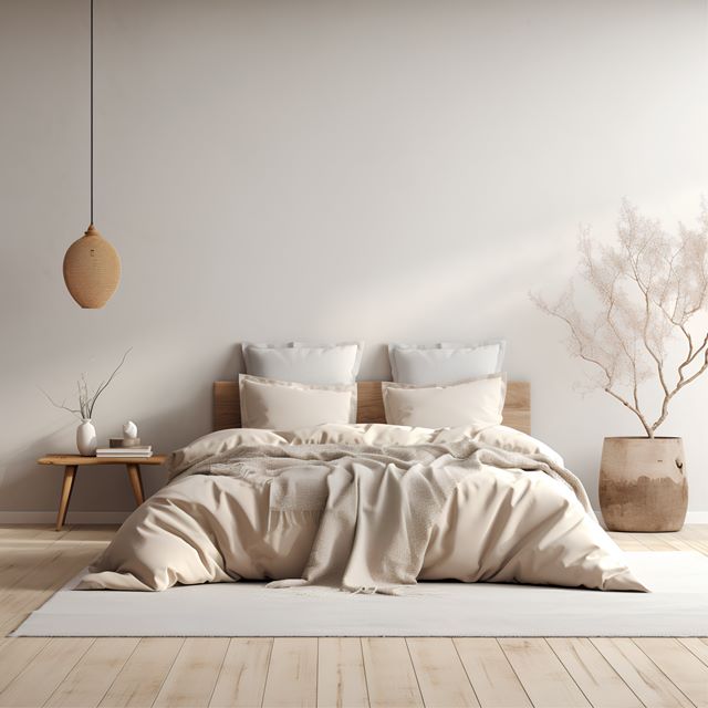 Sypialnia w stylu Japandi - home staging